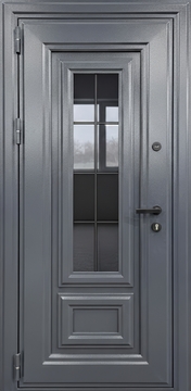 Металлофилёнчатая остеклённая термодверь с серым порошковым напылением графит