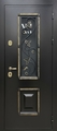 Металлическая входная термодверь с черным полимерным окрашиванием, ковкой и стеклопакетом