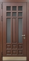 Входная уличная термодверь со шпонированными панелями МДФ, остеклением и отбойником