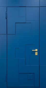 Стальная дверь с современными 3D-панелями с покраской в синий цвет RAL 5002 Стальная дверь с современными 3D-панелями с покраской в синий цвет RAL 5002