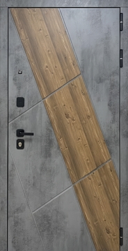 Квартирная входная дверь с комбинированными панелями МДФ (текстура дерева и бетона) Квартирная входная дверь с комбинированными панелями МДФ (текстура дерева и бетона)