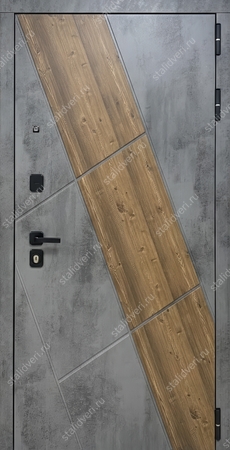 Квартирная входная дверь с комбинированными панелями МДФ (текстура дерева и бетона) Квартирная входная дверь с комбинированными панелями МДФ (текстура дерева и бетона)