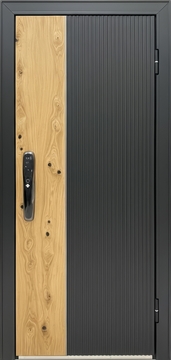 Стальная дверь для квартиры с составными плитами МДФ и биометрическим замком Стальная дверь для квартиры с составными плитами МДФ и биометрическим замком