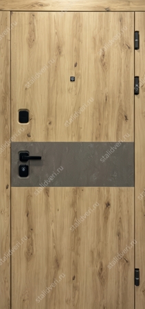 Входная дверь с панелями МДФ и центральной вставкой с текстурой камня Входная дверь с панелями МДФ и центральной вставкой с текстурой камня