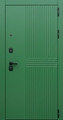 Стальная дверь в квартиру с окрашенными панелями МДФ зеленого цвета (RAL 6010)