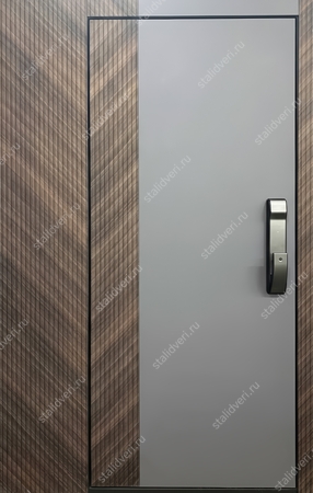 Входная дверь с комбинированными панелями МДФ, скрытыми петлями, smart-замком и боковым расширением Входная дверь с комбинированными панелями МДФ, скрытыми петлями, smart-замком и боковым расширением