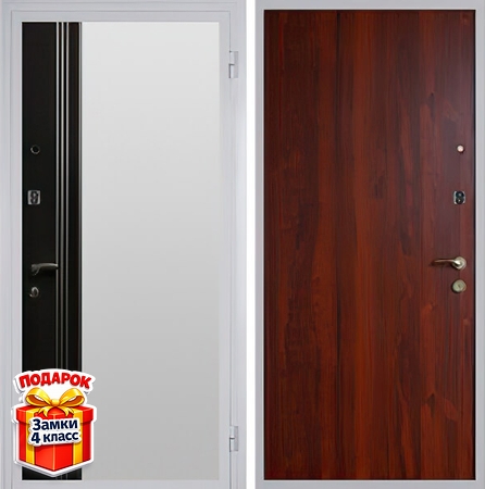 Металлическая дверь с МДФ с молдингами снаружи и ламинатом внутри