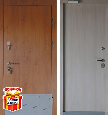 Металлическая дверь с отбойником, доводчиком и ламинатом с обеих сторон