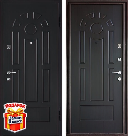 Металлическая дверь с черными панелями МДФ RAL с обеих сторон