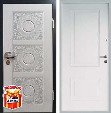 Металлическая дверь с МДФ ПВХ снаружи и белым МДФ RAL внутри