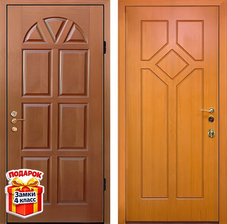 Металлическая дверь с МДФ шпон снаружи и МДФ ПВХ внутри