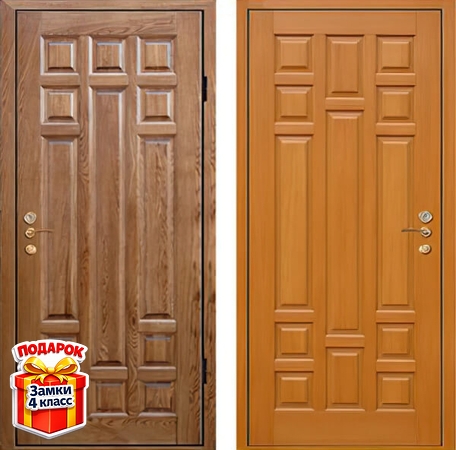 Металлическая дверь с панелями МДФ со шпоном с двух сторон