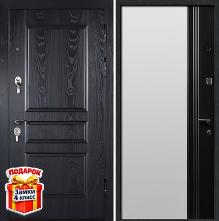 Металлическая дверь с МДФ шпон и МДФ с молдингами внутри