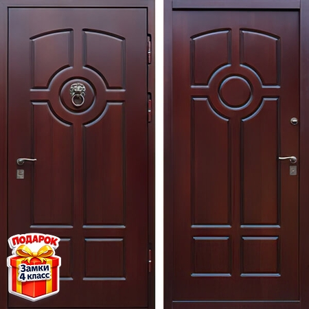 Металлическая дверь с кнокером и МДФ снаружи и внутри