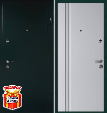 Металлическая темно-зеленая порошковая дверь с МДФ RAL внутри