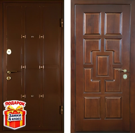 Металлическая порошковая дверь «сундук» и МДФ со шпоном внутри