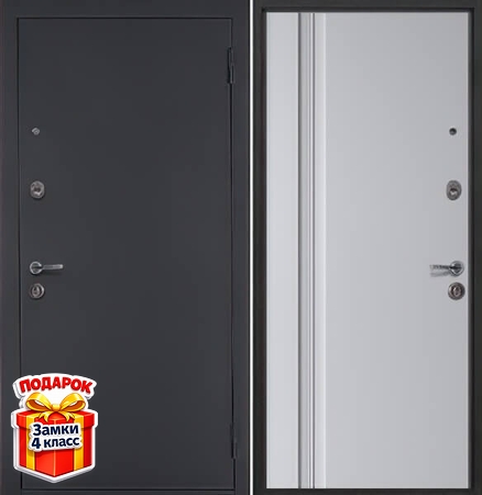 Металлическая серая порошковая дверь и МДФ RAL внутри