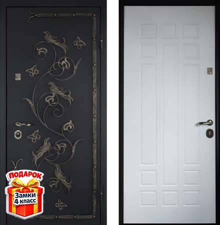 Металлическая дверь порошок с ковкой и МДФ RAL внутри