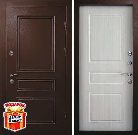 Входная порошковая дверь с металлобагетом и МДФ ПВХ внутри