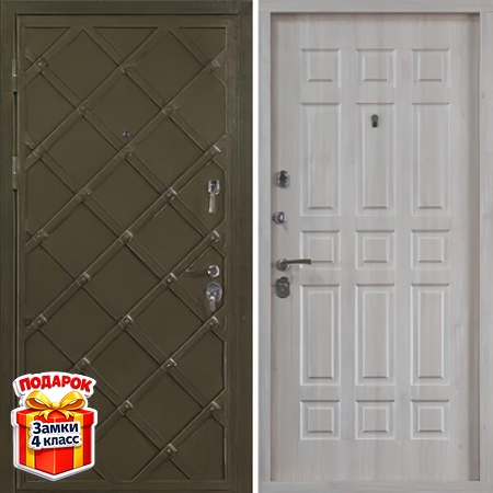 Металлическая порошковая дверь «сундук» и МДФ ПВХ внутри