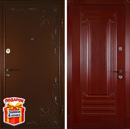 Металлическая дверь порошок с ковкой и МДФ ПВХ внутри