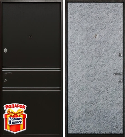 Металлическая дверь с МДФ с молдингами и винилискожей внутри