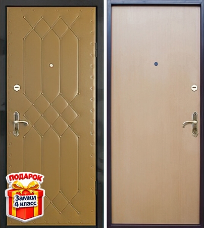 Металлическая дверь с дутой винилискожей снаружи и ламинатом внутри