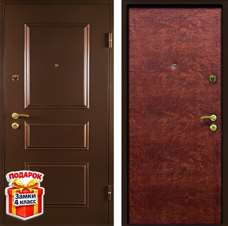 Входная порошковая дверь с металлофиленкой и дутой винилискожей внутри