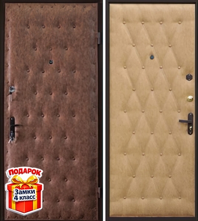Металлическая дверь с дутой винилискожей с обеих сторон
