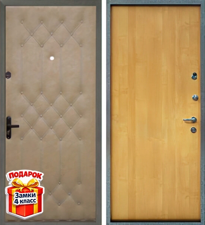 Металлическая дверь с дутой винилискожей и ламинатом внутри