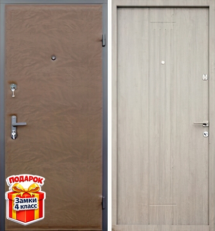 Металлическая дверь с коричневой винилискожей снаружи и МДФ ПВХ внутри