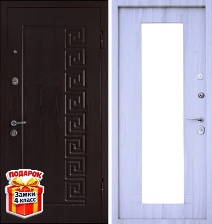 Металлическая дверь с панелями МДФ и зеркалом внутри