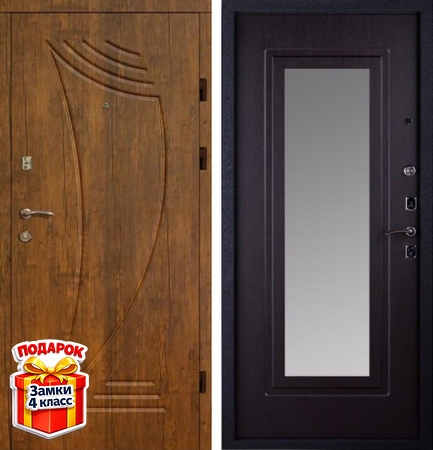 Металлическая дверь с отделкой панелями МДФ и зеркалом внутри