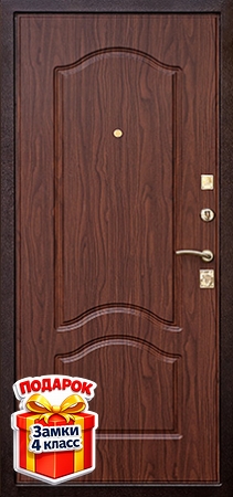Металлическая коричневая порошковая дверь с ковкой и МДФ ПВХ внутри