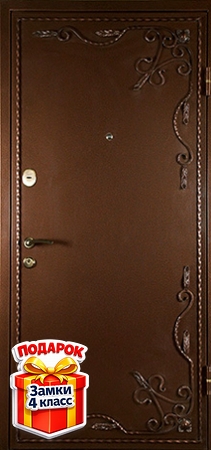 Металлическая дверь порошок с ковкой и ламинатом внутри