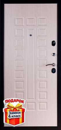 Металлическая дверь с серым порошковым напылением с ковкой и МДФ ПВХ внутри