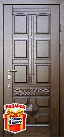 Металлическая дверь с массивом снаружи и внутри