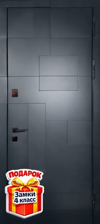 Металлическая дверь в квартиру с серыми панелями МДФ RAL