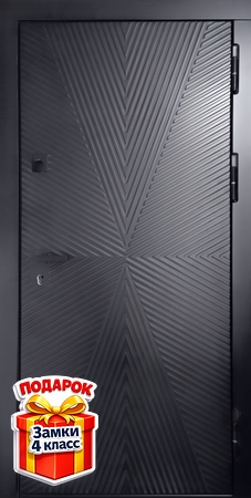 Металлическая квартирная дверь с фрезерованными панелями МДФ серого цвета
