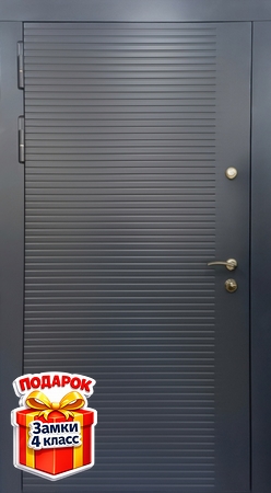 Металлическая трехконтурная дверь с панелями МДФ «графит»