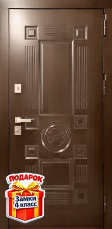 Металлическая дверь с коричневыми панелями МДФ ПВХ с рисунком