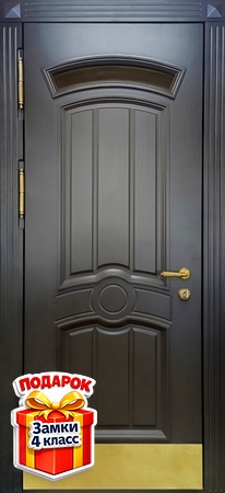 Металлическая уличная термодверь с панелями МДФ и латунным отбойником