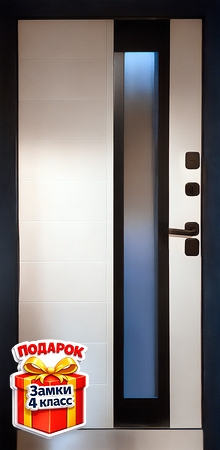 Металлическая остекленная дверь с окрашенными панелями МДФ