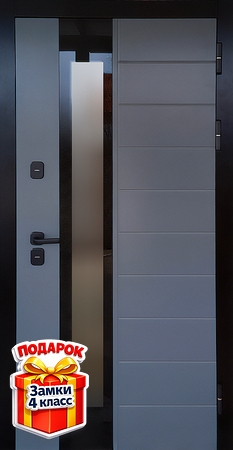 Металлическая остекленная дверь с окрашенными панелями МДФ