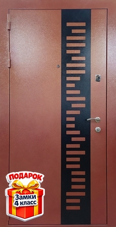 Металлическая квартирная дверь с двухцветным порошковым покрытием