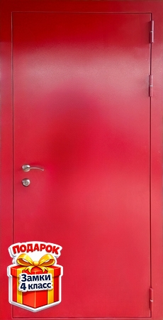Металлическая дверь с порошковым окрашиванием красного цвета