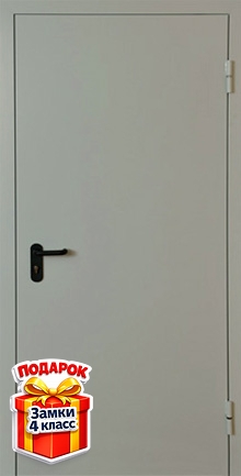 Однопольная глухая противопожарная дверь серого цвета