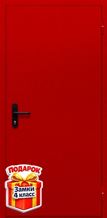 Однопольная глухая противопожарная красная дверь