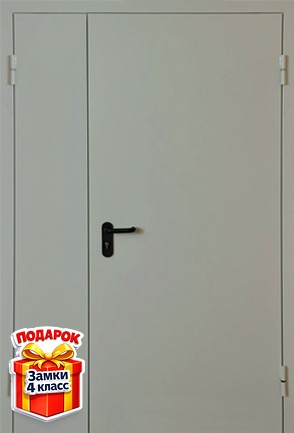 Полуторная глухая противопожарная дверь серого цвета