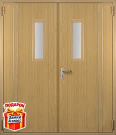 Двупольная противопожарная дверь с МДФ и стеклом